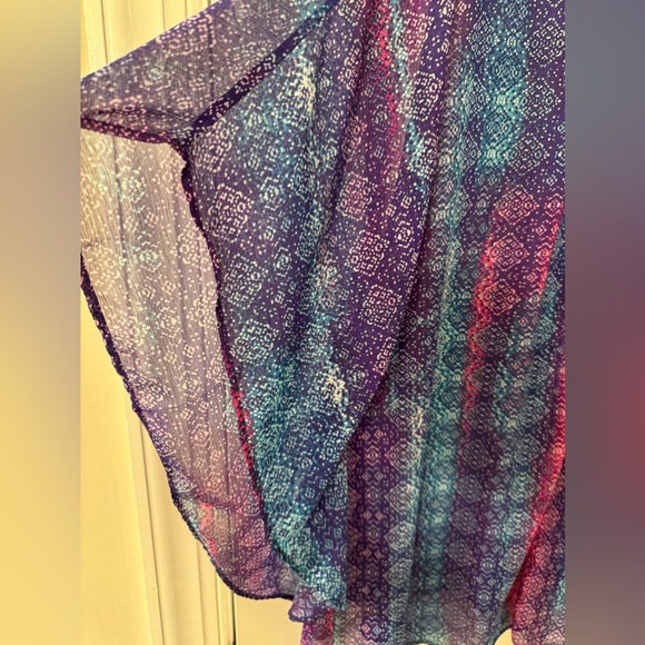 #426 Catherine’s Brand Pink Blue & Purple Geo Paisley Tunic Blouse CoverUp 0X/1X - Picture 5 of 12